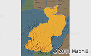 Political 3D Map of Coppename, darken, semi-desaturated