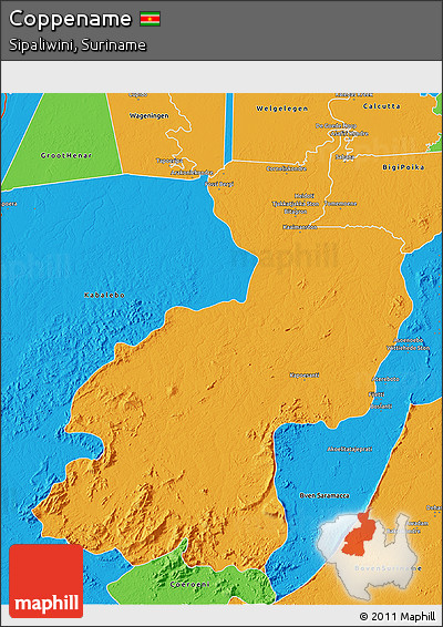 Political 3D Map of Coppename