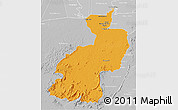 Political 3D Map of Coppename, lighten, desaturated