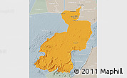 Political 3D Map of Coppename, lighten, semi-desaturated