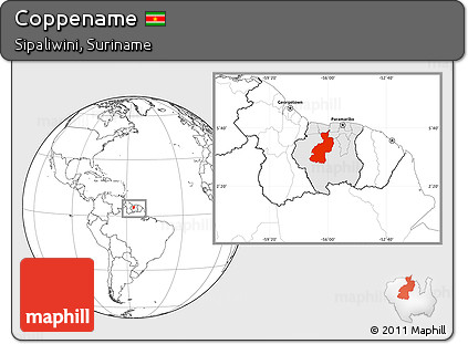 Blank Location Map of Coppename, highlighted country, within the entire country