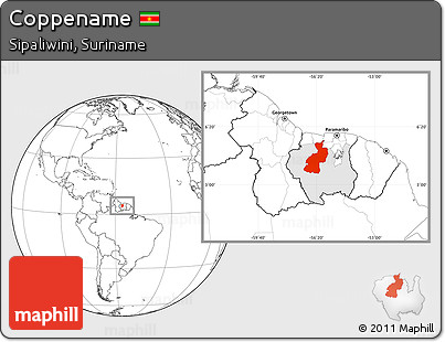 Blank Location Map of Coppename, highlighted parent region