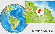 Physical Location Map of Coppename, highlighted country, within the entire country