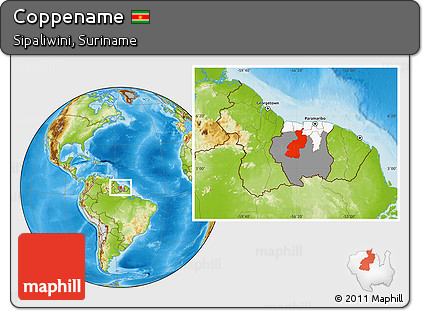 Physical Location Map of Coppename, highlighted country, highlighted parent region