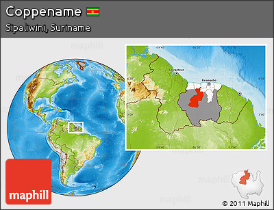 Physical Location Map of Coppename, highlighted country, highlighted parent region