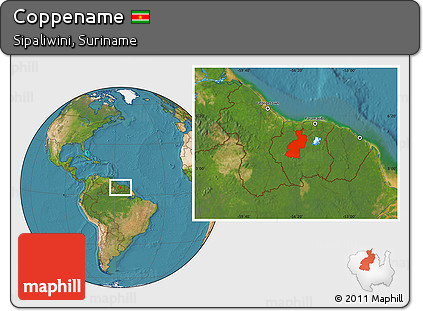 Satellite Location Map of Coppename