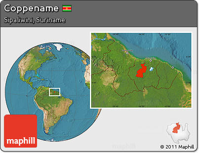 Satellite Location Map of Coppename