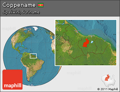 Satellite Location Map of Coppename