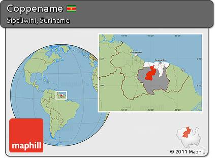 Savanna Style Location Map of Coppename, highlighted country, highlighted parent region
