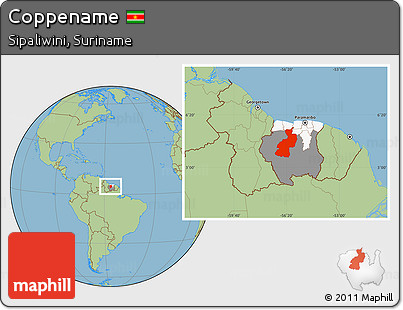 Savanna Style Location Map of Coppename, highlighted country, highlighted parent region