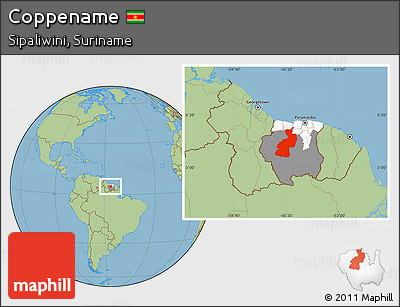 Savanna Style Location Map of Coppename, highlighted country, highlighted parent region