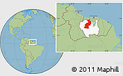 Savanna Style Location Map of Coppename, highlighted parent region, within the entire country