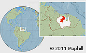 Savanna Style Location Map of Coppename, highlighted parent region, hill shading