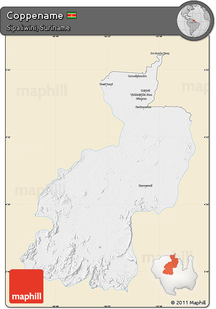 Classic Style Map of Coppename, single color outside