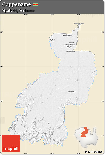 Classic Style Map of Coppename, single color outside