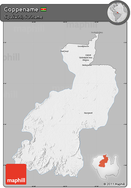 Gray Map of Coppename, single color outside