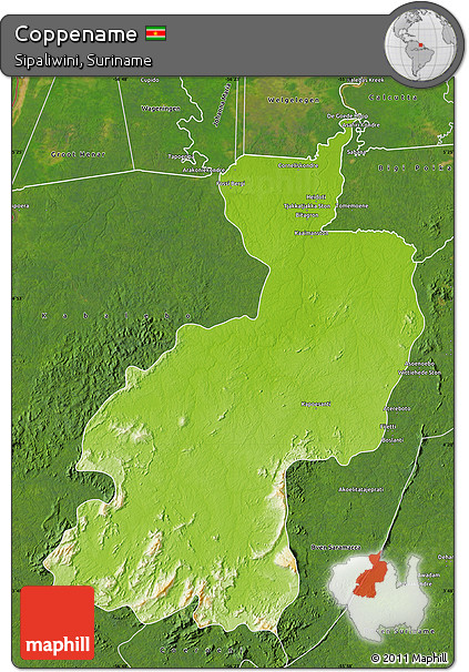 Physical Map of Coppename, satellite outside