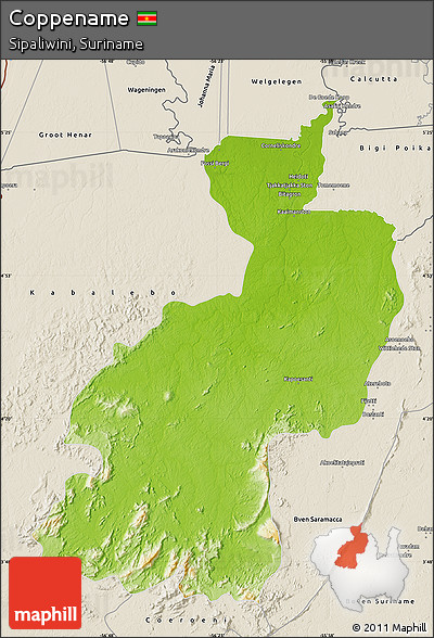 Physical Map of Coppename, shaded relief outside