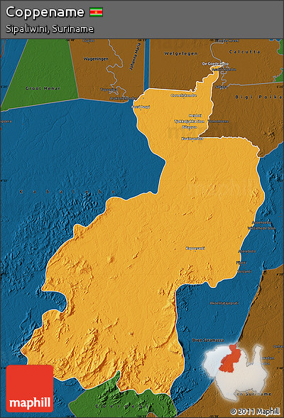 Political Map of Coppename, darken