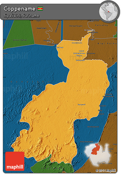 Political Map of Coppename, darken