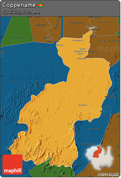 Political Map of Coppename, darken