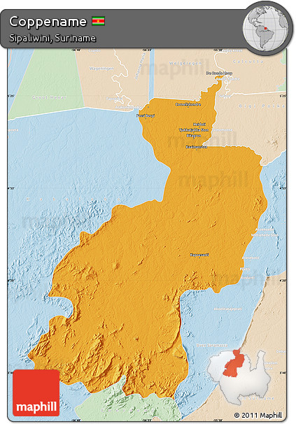 Political Map of Coppename, lighten