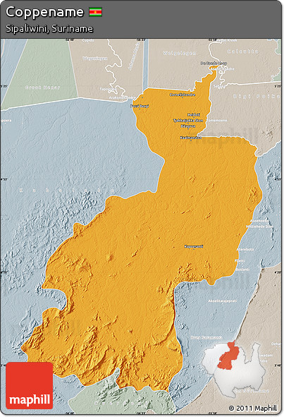 Political Map of Coppename, lighten, semi-desaturated