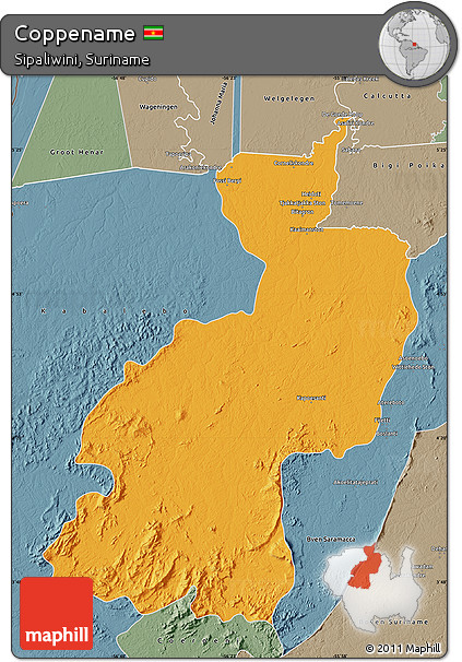Political Map of Coppename, semi-desaturated