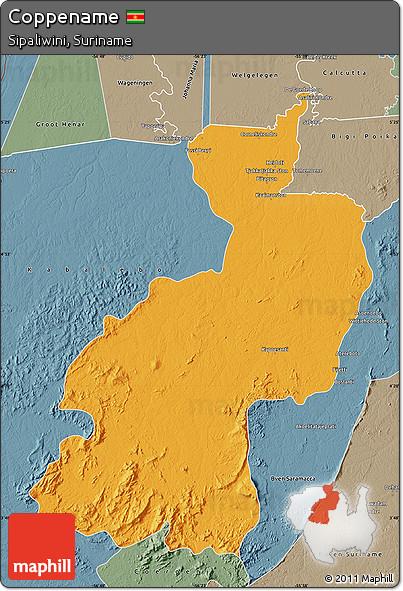 Political Map of Coppename, semi-desaturated