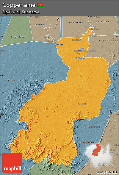 Political Map of Coppename, semi-desaturated