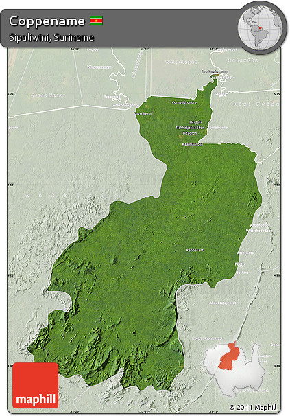 Satellite Map of Coppename, lighten