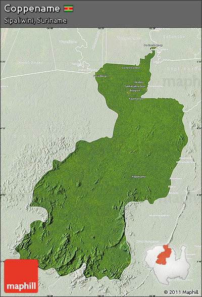 Satellite Map of Coppename, lighten