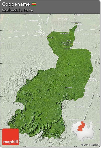 Satellite Map of Coppename, lighten