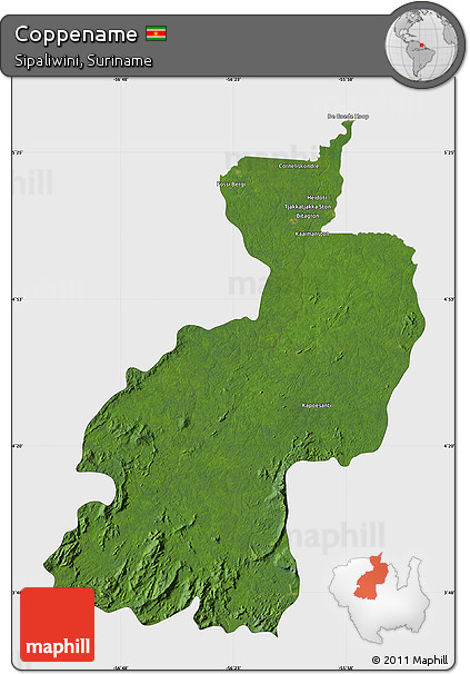 Satellite Map of Coppename, single color outside