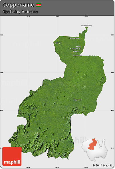 Satellite Map of Coppename, single color outside