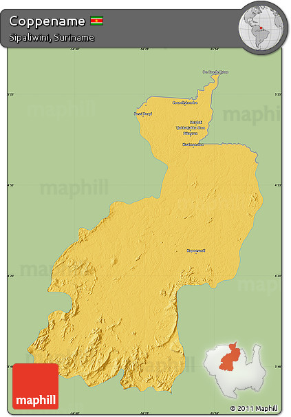 Savanna Style Map of Coppename, single color outside