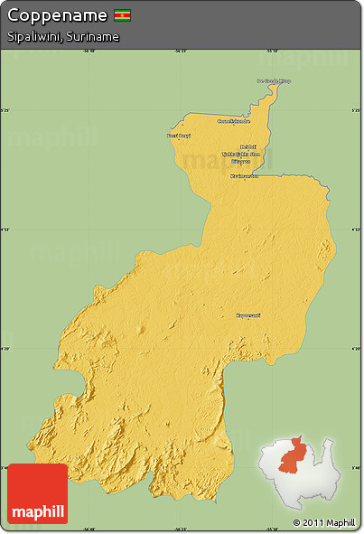Savanna Style Map of Coppename, single color outside