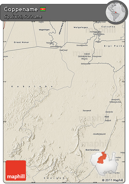 Shaded Relief Map of Coppename