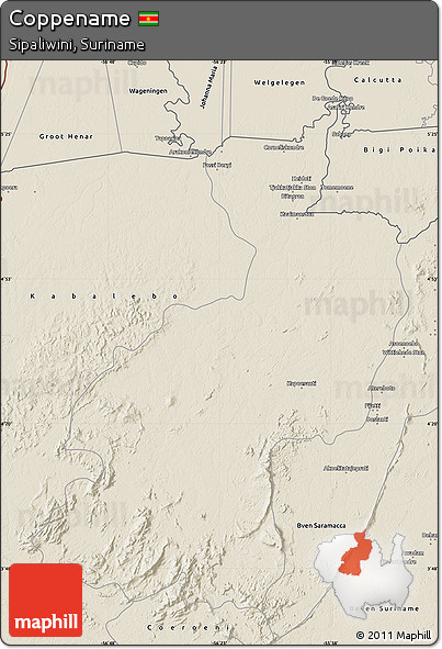 Shaded Relief Map of Coppename