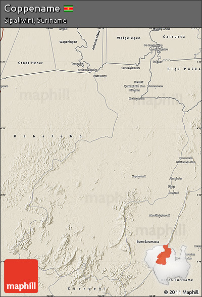 Shaded Relief Map of Coppename