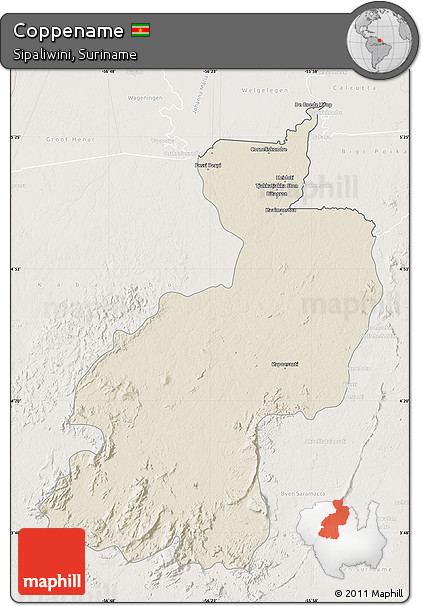 Shaded Relief Map of Coppename, lighten
