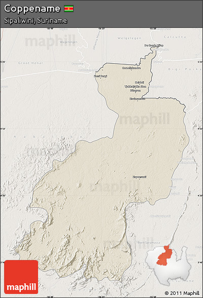 Shaded Relief Map of Coppename, lighten