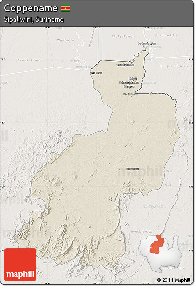 Shaded Relief Map of Coppename, lighten