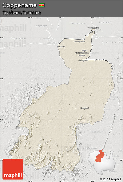 Shaded Relief Map of Coppename, lighten, semi-desaturated