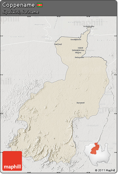 Shaded Relief Map of Coppename, lighten, semi-desaturated
