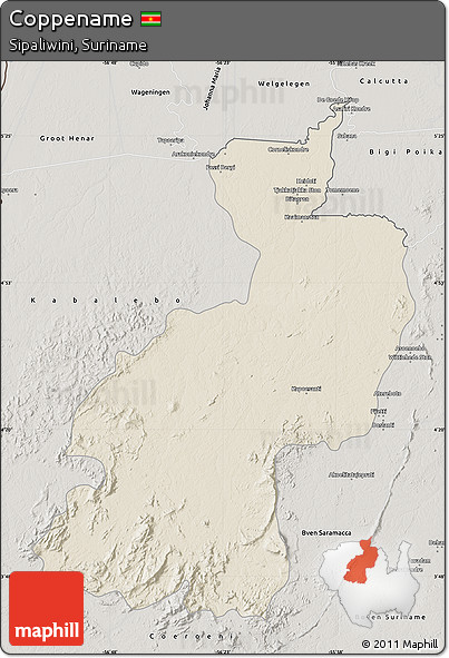 Shaded Relief Map of Coppename, semi-desaturated