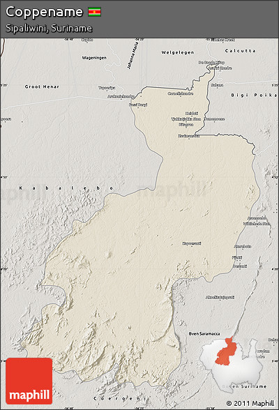 Shaded Relief Map of Coppename, semi-desaturated
