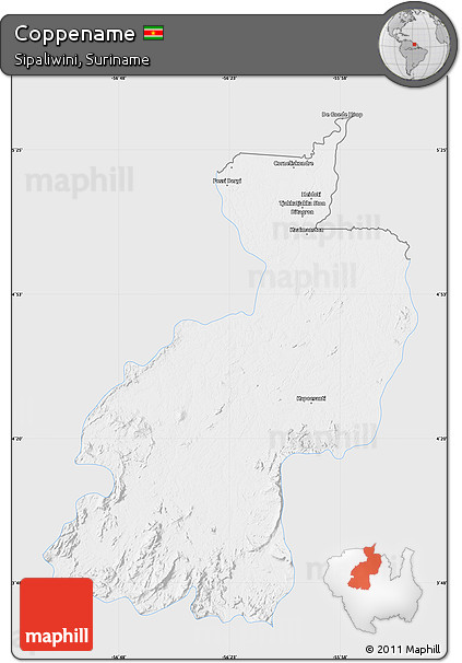 Silver Style Map of Coppename, single color outside