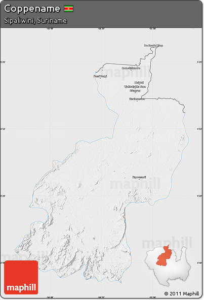 Silver Style Map of Coppename, single color outside