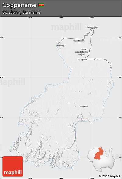 Silver Style Map of Coppename, single color outside